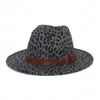 New Fashion Leopard Print Fedoras Cappelli di lana per donna Cappellini Jazz a tesa larga Cappellino Sombrero Panama vintage da uomo