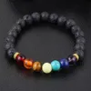 Seven Chakra Bracelet Strands Natural Stone 8mm Lava-rock Yoga Beaded Bracelets 100pcs/lot