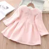 Doce quente inverno meninas crianças princesa vestido de lã manga longa veludo engrossar crianças bebê com saco g1129