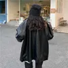 Giacca da donna in pelle nera casual Giacca da motociclista allentata sottile coreana Moda donna primavera Streetwear Capispalla da motociclista da donna 211007