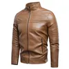 Mannen Herfst Merk Causal Vintage Warm Fleece Lederen Jas Jas Mannen Lente Outfit Motor Biker PU Lederen Jas Mannen 4XL 211222