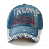 Party hattar 20 stil trump 2024 baseball cap val kampanj hattar cowboy diamant kepsar justerbara kvinnor denim t9i001444