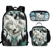 School Bags 2021 Moon Wolf Backpack Set For Bag Teenager Girl Book Purple Space Stars Galaxy Print Child6282969