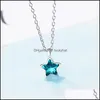 قلادة معلقات المجوهرات الأزياء الخلوية Bague Sky-Blue Star Necklace Sier Color CZ النمساوي الكريستال الترويجيات الكبيرة الاتجاه