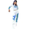 Sexy Women Sets Tracksuit Two Pieces Outfits Long Sleeve Crop Top Pants Gym Fitness Workout Clothes for Woman Sports Suit 210525