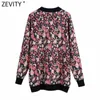 Zevity Women Vintage V Neck Floral Print Jacquard Knitting Cardigans Sweater Female Chic Single Breasted Casual Coat Tops SW899 210922