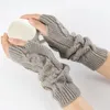 Sporthandskar kvinnor damer handschoenen vinter varm l￥ng fingerl￶s stickad ￤rm handledsarm varmare mitten