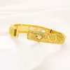 24K Fine Yellow Gold FINISH Bracelet Bangle Openable Flower Gridding 60mm hollow-carved design Jewelry Classic Wholesale Elegan set/4 wholesale