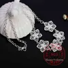 PRC3 Vintage Bijoux Luxury Rose Flower Chain Statement Pendant Necklace for Women 925 Sterling Silver Fine Jewelry