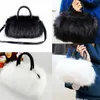 Moda Sıcak Faux Tavşan Kürk Kadın Çanta Tasarımcısı Omuz Çantaları Lüks Peluş Kadın Crossbody Çanta Lady Küçük Çanta Kış 2019 Y1215