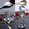 Deer Head Shape 304 Stainless Steel Stirring Spoon Romantic Christmas Elk Coffee Dessert Spoon Exquisite Tableware Gift box Set