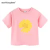 Mudkingdom Vestiti per ragazze T-shirt a spalla scesa a righe con fiori margherita per 210615
