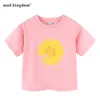 MudkingDom Girls Kleding Daisy Flower Striped Drop Shoulder T-shirts voor 210615