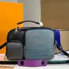 2021 Темперамент Multi Pocket Postman Bag Crossbody Сумки Кошелек Мода Досуг Лоскутное узор Натуральная Кожа Высокое Качество Сумки