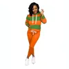 Tweedelige jurk Dames Dames Winter Set Trainingspak Volledige Mouw Hoodied Sweatshirt Zakken Broek Pak Outfits Sweatsuit D8313