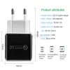 5V 3A 9V 2A Användbar snabb QC3.0 Väggladdare USB Snabbladdning Travel Adapter Laddning med US EU-kontakt för iPhone Samsung Cellphone Universal New