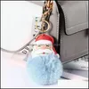 Kluczowe pierścienie Biżuteria Kreatywny Boże Narodzenie Futro Ball Keychains Skóra Santa Claus Pluszowa Torba Wisiorek Keychain Kobiety Prezent Cute Thinket Fashion Drop