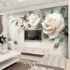 Sfondi moderni minimalista pittura a olio fiore bianco rosa europeo sfondo decorazione della parete TV soggiorno camera da letto murale