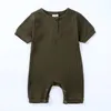 Combinaisons d'été barboteuses côtelées vêtements nouveau-nés infantile bébé fille garçon tenue coton barboteuse combinaison enfants décontracté vêtements vierges tenues une pièce