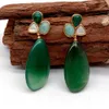 YYGEM Geometric Green Agate White Shell Peruvian Amazonite Stud earrings luxury style for women