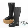 Soft leather fashion black boots round toe winter knee-high lady boot with zipper designer long bottes size 35-41