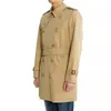 Burbee Solid Color Men's Trench Coats Spring and Autumn Winter Classic Fashion Medium Length Windbreaker Stor size Coat