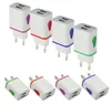 Flash Light Dual usb ports Universal US EU AC home wall charger adapter power 2.1A+1A for Samsung note10 s10 s9 s8 note9 note8 HTC Xiaomi