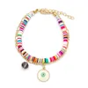 Gelaagde polymeer klei heishi kralen boze oog parel charme armbanden zomer strand stijl armband