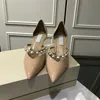 2023 مصمم نساء صندل نسائي أحذية التصميم الكعوب S Pearl Shoe Party Geneine Fashion Party Weddingshoe Heel 6.5cm