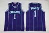 Retro Basketbal Vintage 33 Alonzo Mourning Jersey 1 Tyrone Muggsy Boges 2 Larry Johnson Team Stripe Green Purple Purple White Color All Steitched Ademende Ademend