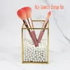 Cosmetic Storage Box Golden Desktop Lipstick Finishing Glass Jewelry Classification Storage Makeup Brush Organizer 210330