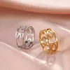 Teamer Anillos de pescado de color dorado para mujer Declaración animal Joyería de acero inoxidable Pareja Compromiso de lujo Alianza de boda Los mejores regalos G1125