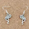 24 paires/lot Flamingo Crane Lustre Boucles D'oreilles Argent plaqué Poisson Oreille Crochet Bijoux 12x40.5mm A-272e