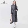 Baiytbuy 2022 Spring Cotton Quilted Long Puffer Jacket för kvinnor Vinterjacka Kvinnor Höstkläder Kvinna Down Jacket Coat 211108