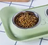 Cute Cat Bowl Ciotole per animali domestici Ciotole per cani Ciotola doppia Ciotola per animali domestici Alimentatore elevato per acqua per gatti 22 S2