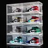 Ny ljudkontroll LED-ljus Clear Shoes Box Sneakers Storage Anti-Oxidation Organizer Shoe Wall Collection Display