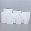 100 pcs / lote de pé branco kraft papel alumínio saco de alumínio embalagem bolsa de comida de comida snack de chá reeselable pacote