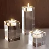 Ljushållare Crystal Candlestick Romantisk hållare Dinner Table Centerpiece Square Cube Stick Elegant Hem Bröllopsdekoration