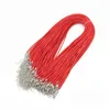 2mm Waxed Cord Adjustable Braided Rope String Necklace Chain with Lobster Clasp DIY Jewelry Making findings accessories