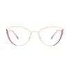 Sexy Cat Eye Lady Lente Frame Brillen Vrijstaande Lenzen Stijl Volledige Metalen Slanke bril Randen met kleurenontwerp