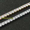 Europejski i amerykański Hiphop 3 mm Rose Gold CZ Diamond łańcuch tenisowy męski Mise Out Diamond Bransoletę Naszyjnik parowy łańcuch tenisowy ET2359377