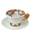 컵 접시 창조적 인 커피 도자기 컵과 접시 세트 꽃 빈티지 북유럽 머그 미어 Tazas Desayuno Originales Ceramica