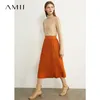 Amii Minimalisme Automne Femmes Jupe Mode Solide Lâche Tricoté Plissé Femmes Jupe Taille Élastique Femme Jupe 12040669 210306