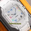 2021 TWF SA0018 Paved Diamonds ETA A2824 Automatisch herenhorloge Volledig Iced Out Diamond Rainbow Romeinse wijzerplaat 316L roestvrijstalen Brace2471