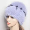 Hoge kwaliteit nertsen bontmuts voor vrouwen natuurlijk met luxe grote pompom bal mutsen winter dames cap dame 2111119