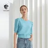 geel puff sleeve top