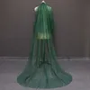 Véus nupciais véu de casamento verde com pó de ouro brilhos 2t blusher acessórios 2021 voile mariaile