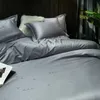 Sängkläder Ställer in Michiko Hem Textil Enkel Solid Färg Quilt Cover Bed Sheet Pillowcase Ren Bomull Dubbel Fyra Piece Set