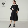 Fansilanen 100% wol mix jas jurk vrouwen vintage lange zwarte winter vrouwelijke extra grote elegante kasjmier gebreide jas 210607