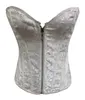 Zipper Frill Jacquard Brocade Corset Nouveau Gros Plus la taille Lace up Femmes Ruban Floral Broderie Overbust Sexy Dance Bridal Corse Bustiers XS-4XL Noir Blanc